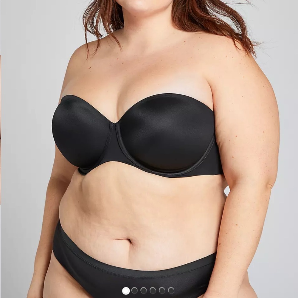 CACIQUE Lightly Lined Strapless Bra - No Straps | Size 44F | Color Black
